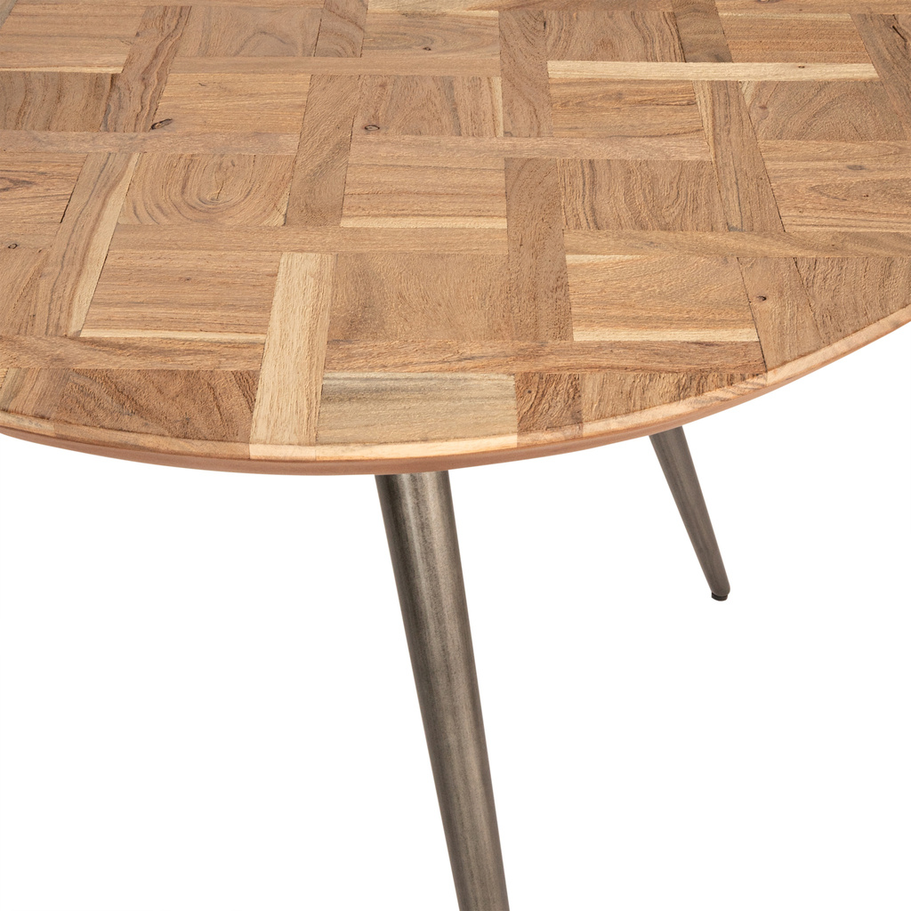 PTMD Fieron Natuurlijke houten eettafel organisch rond