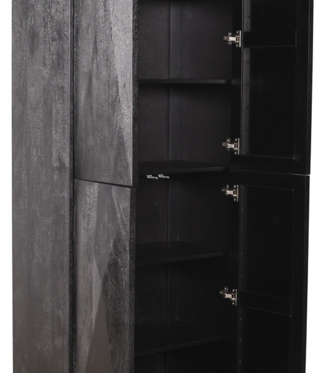 PTMD Onyx kast zwart 4 deuren 80 x 40 x 220 cm
