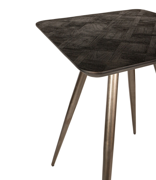 PTMD Fieron Zwarte houten bartafel vierkant