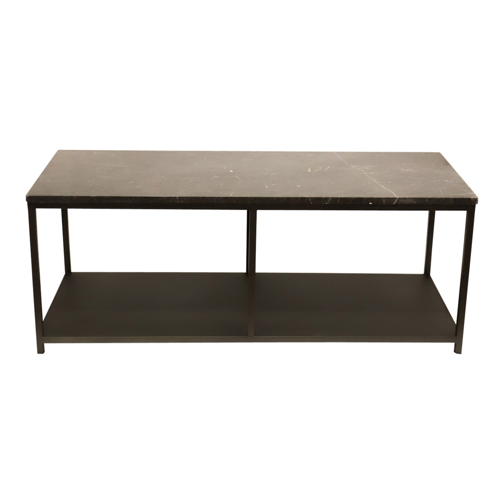 PTMD Laco Brown bijzettafel met marmeren blad en taupe metalen frame.