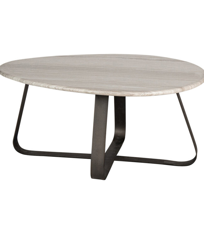 PTMD Muka salontafel laag met donkergrijze basis en wit marmer.