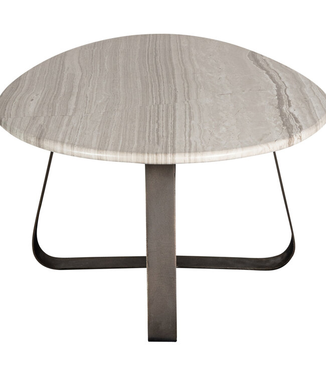 PTMD Muka salontafel laag met donkergrijze basis en wit marmer.