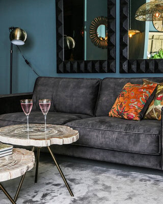 PTMD Nieuwe Khine crème versteend houten salontafel rond sv