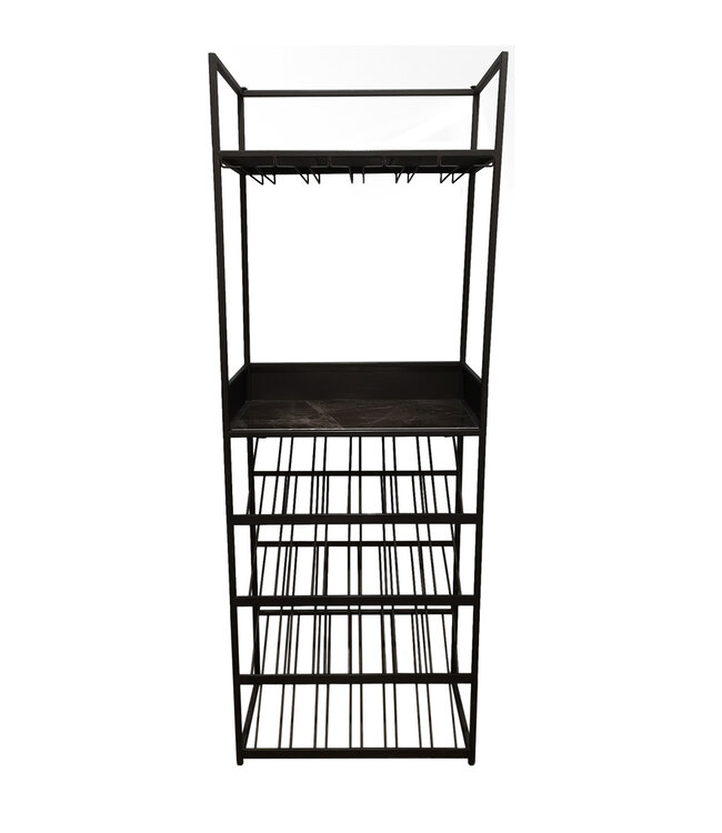 PTMD Arto wijnrek donkergrijze basis bruin marmer