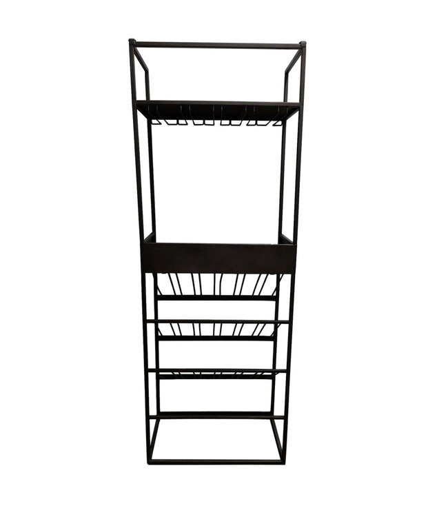 PTMD Arto wijnrek donkergrijze basis bruin marmer