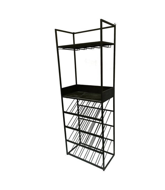 PTMD Arto wijnrek donkergrijze basis bruin marmer