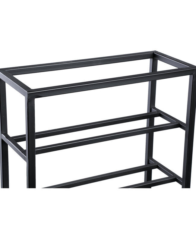 PTMD Kentyn Zwarte rechthoekige ijzeren wijnrek groot