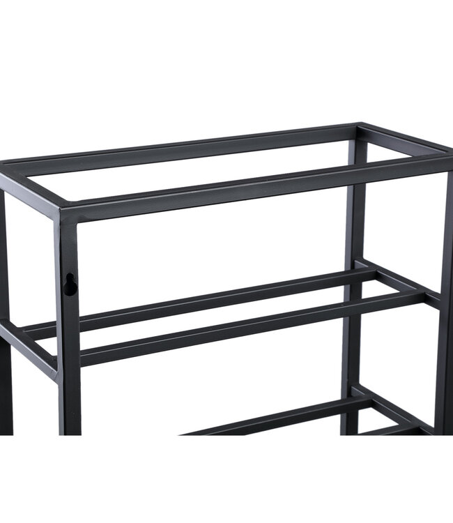 PTMD Kentyn Zwarte rechthoekige ijzeren wijnrek groot