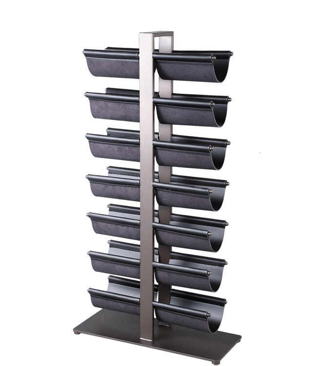 PTMD Davitt Zwart stalen wijnrek met PU-lederen houders L