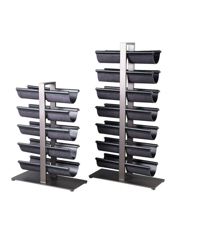 PTMD Davitt Zwart stalen wijnrek met PU-lederen houders L