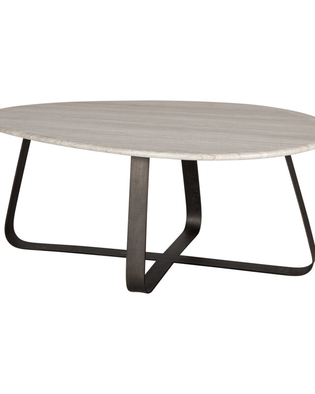 PTMD Muka salontafel hoog donkergrijze basis wit marmer