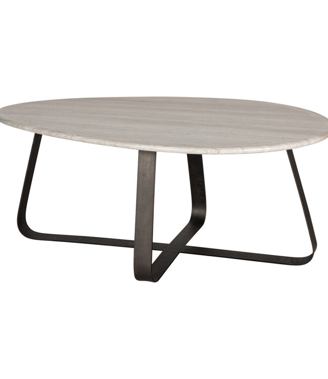 PTMD Muka salontafel hoog donkergrijze basis wit marmer