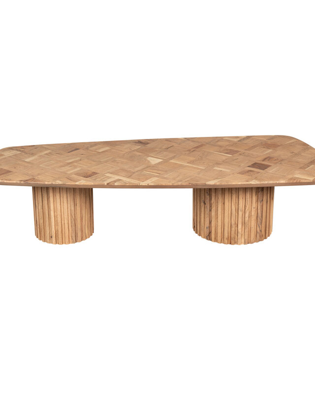 PTMD Fieron Natuurlijke houten salontafel met dubbele ronde basis