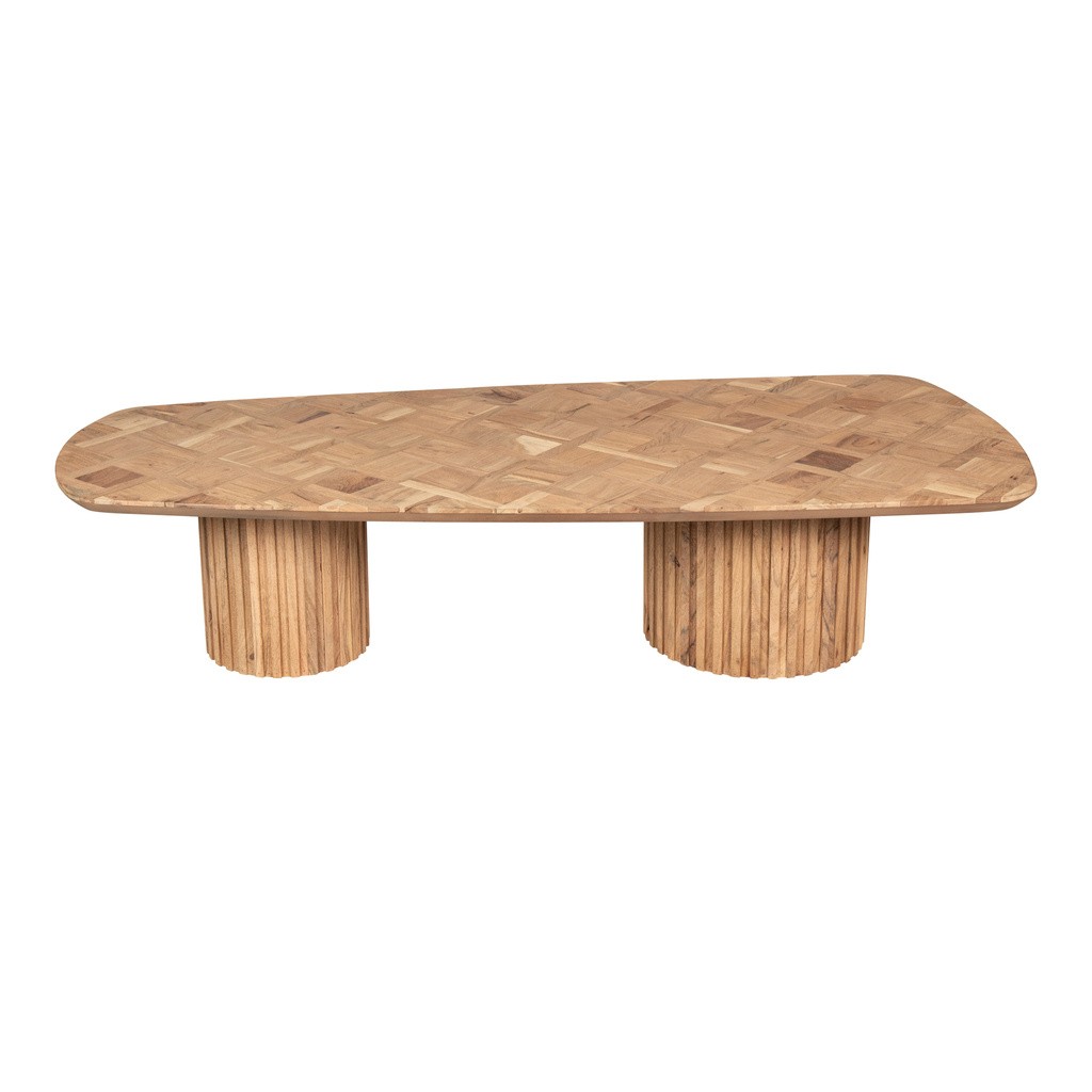 PTMD Fieron Natuurlijke houten salontafel met dubbele ronde basis