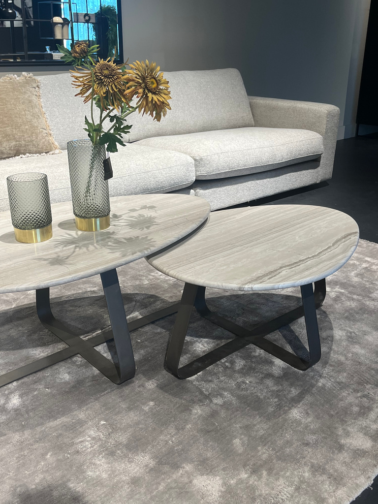 PTMD Muka salontafel hoog donkergrijze basis wit marmer