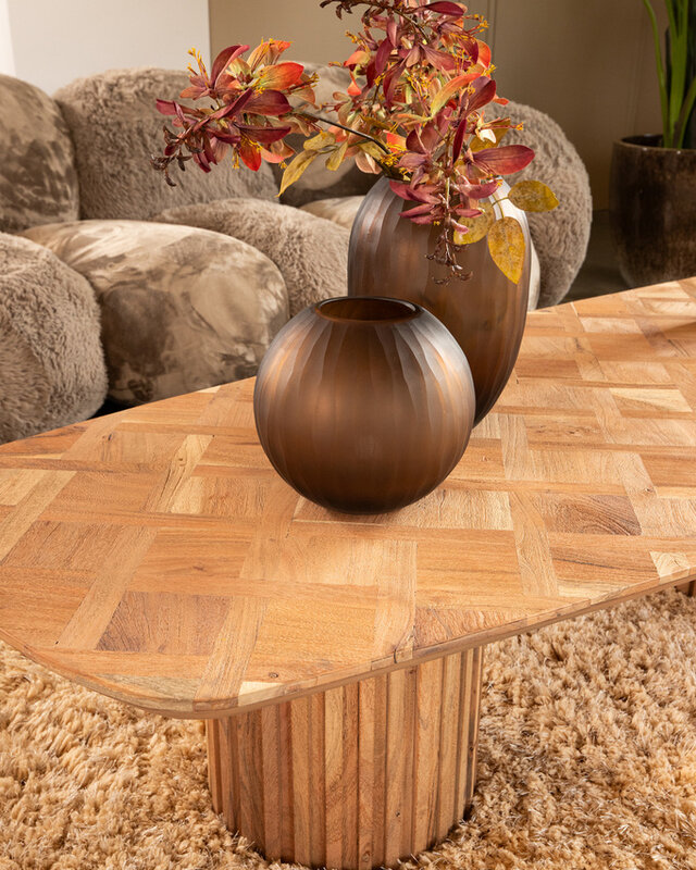 PTMD Fieron Natuurlijke houten salontafel met dubbele ronde basis
