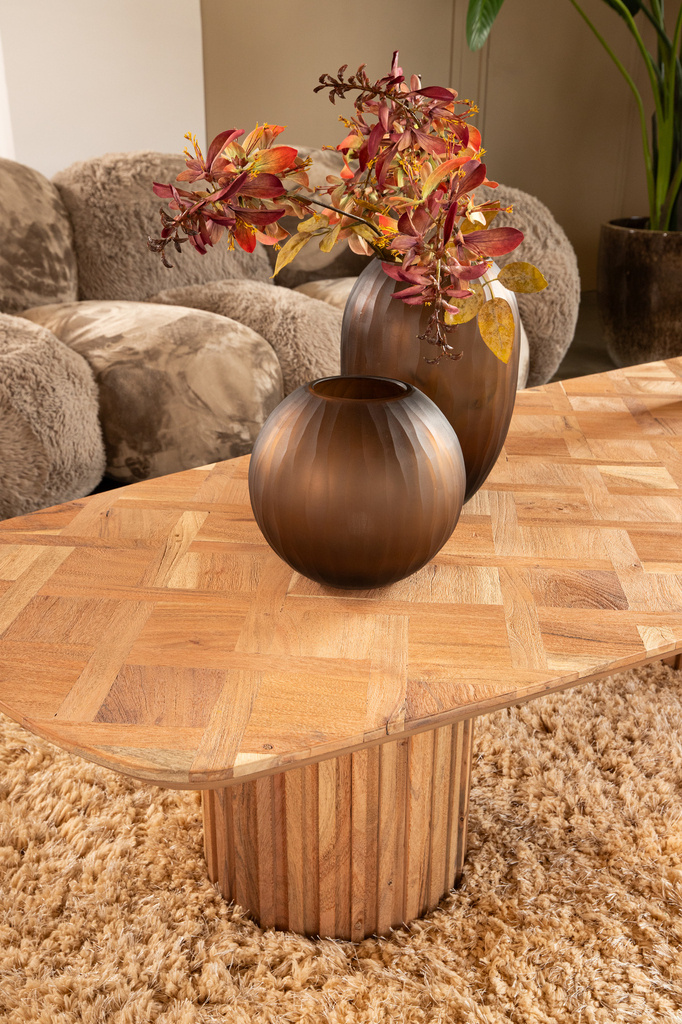 PTMD Fieron Natuurlijke houten salontafel met dubbele ronde basis
