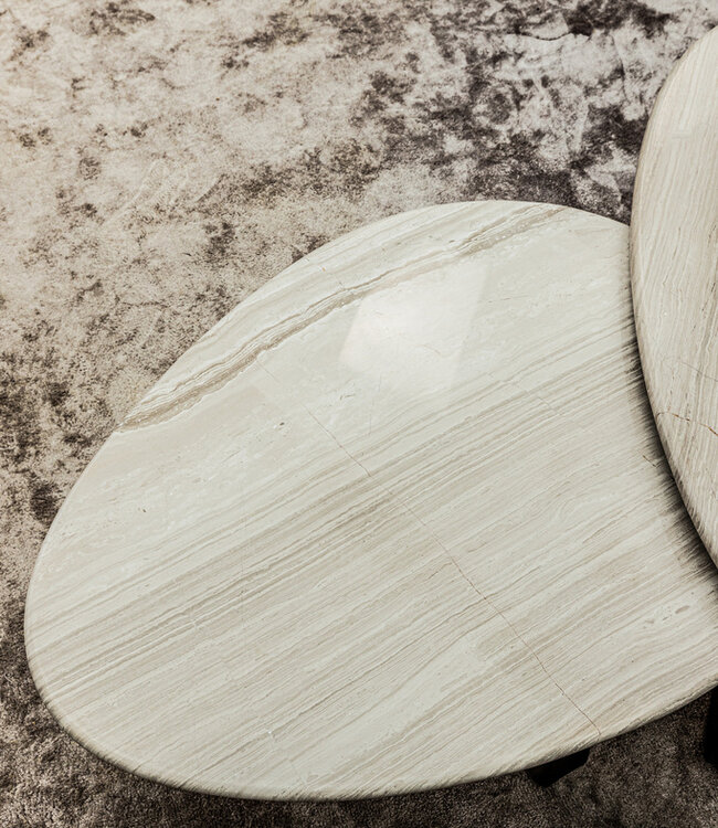 PTMD Muka salontafel hoog donkergrijze basis wit marmer