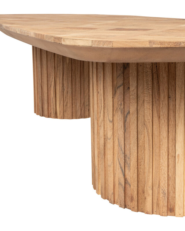 PTMD Fieron Natuurlijke houten salontafel met dubbele ronde basis