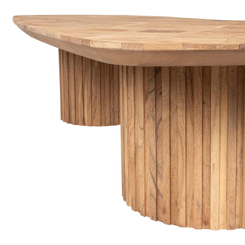 PTMD Fieron Natuurlijke houten salontafel met dubbele ronde basis