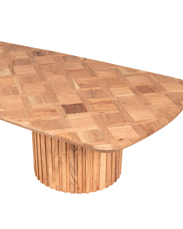 PTMD Fieron Natuurlijke houten salontafel met dubbele ronde basis