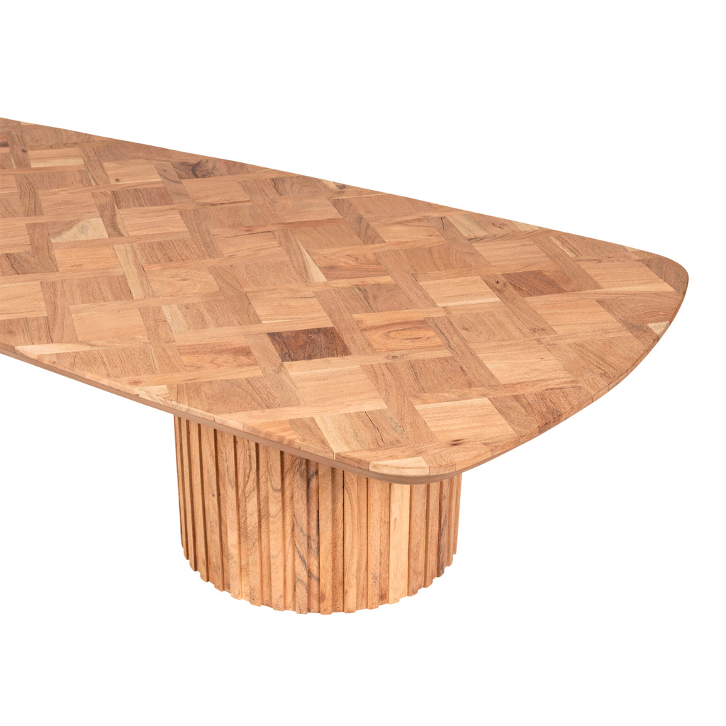 PTMD Fieron Natuurlijke houten salontafel met dubbele ronde basis