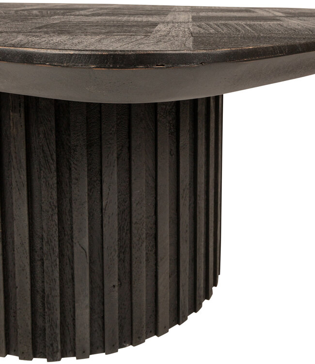 PTMD Fieron Zwarte houten salontafel met dubbele ronde voet.