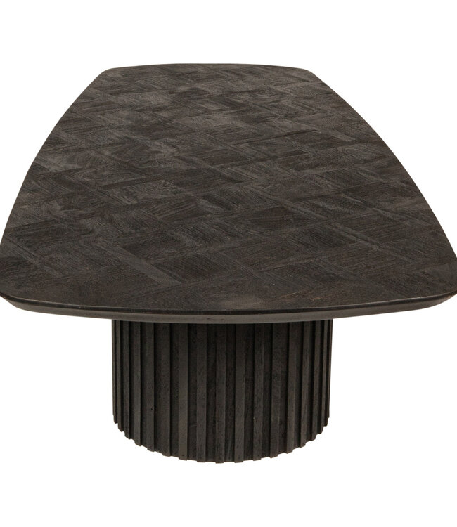 PTMD Fieron Zwarte houten salontafel met dubbele ronde voet.