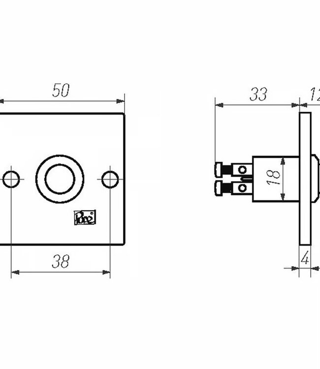 Dauby Deurbel | Vierkant | 50x50 mm | Meerdere Varianten
