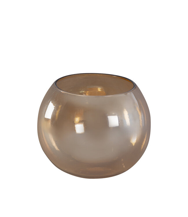 PTMD Lenore Goudglans glazen ronde theelichthouder glanzend