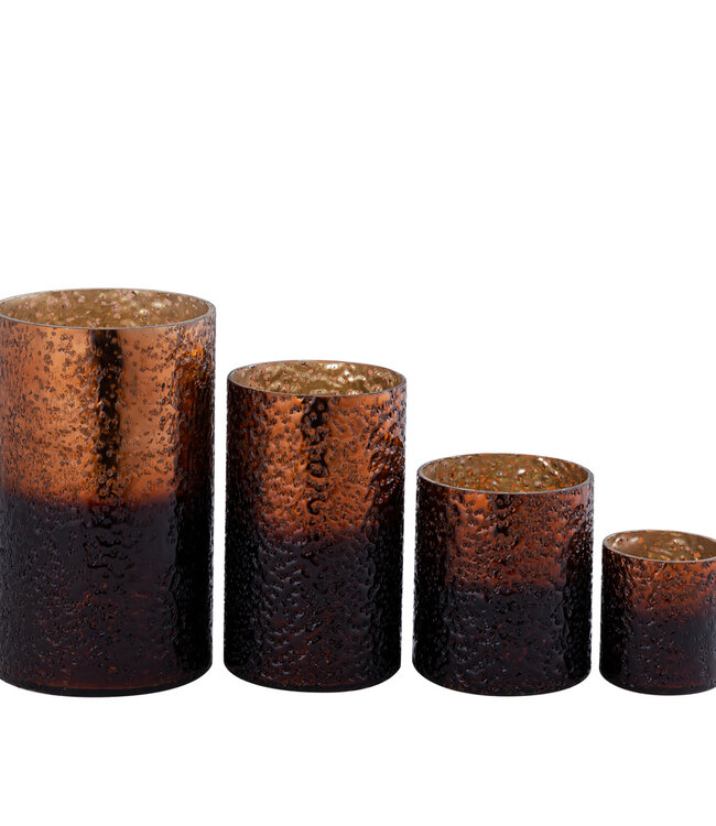 PTMD Saida Bruin glazen theelichthouder met donkere onderkant.