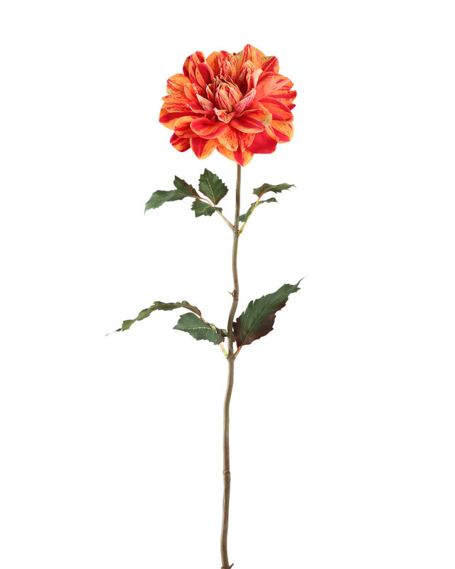 PTMD Dahlia bloem rood/gele dahlia spray met bladeren