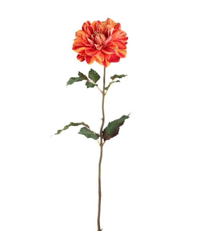 PTMD Dahlia bloem rood/gele dahlia spray met bladeren