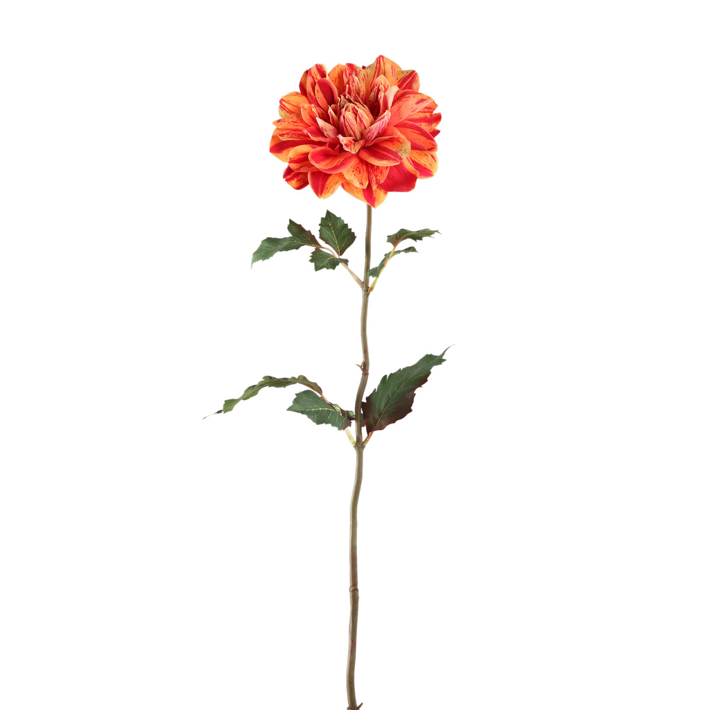 PTMD Dahlia bloem rood/gele dahlia spray met bladeren