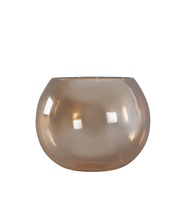 PTMD Lenore Goudglans glazen ronde theelichthouder glanzend