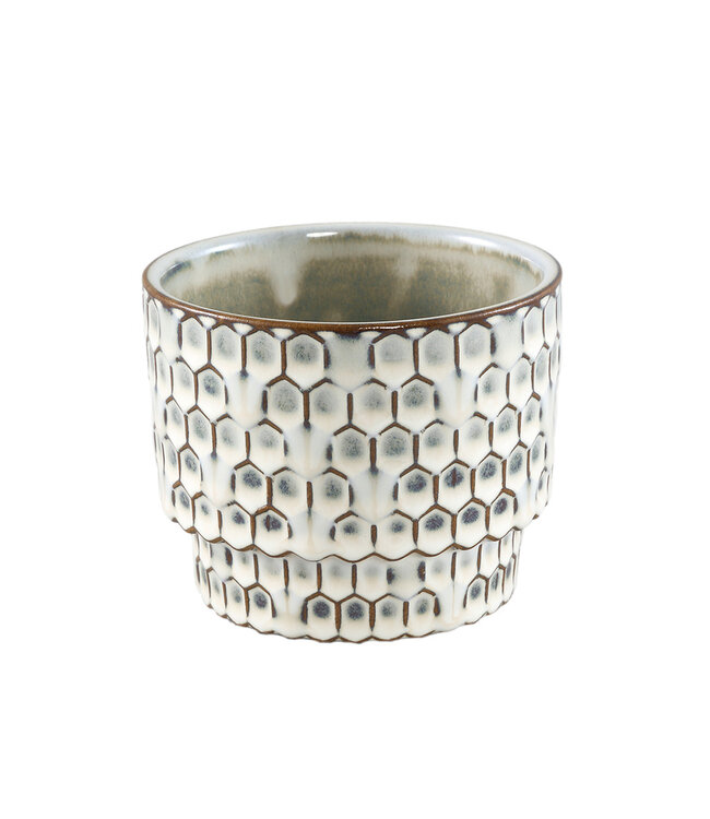 PTMD Emmily White geglazuurde keramische pot schalen rond S