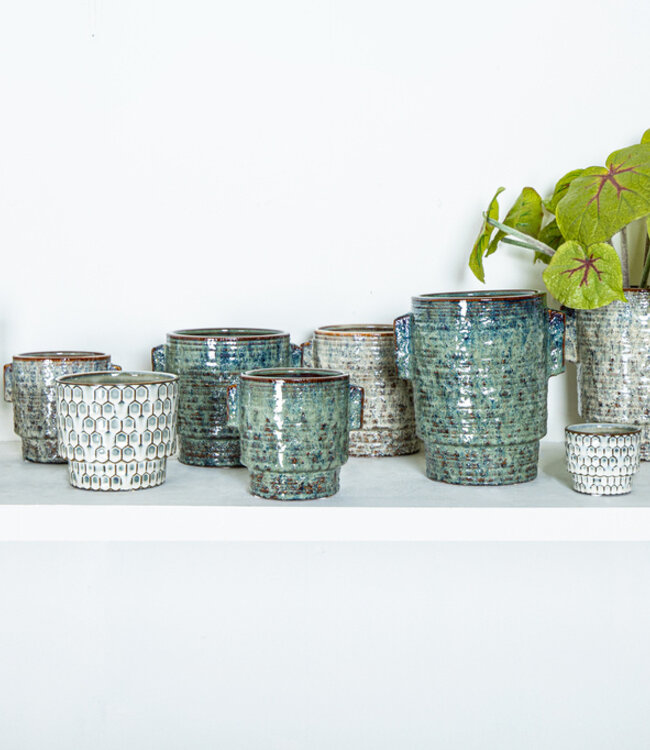 PTMD Emmily White geglazuurde keramische pot schalen rond S