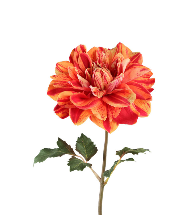 PTMD Dahlia bloem rood/gele dahlia spray met bladeren