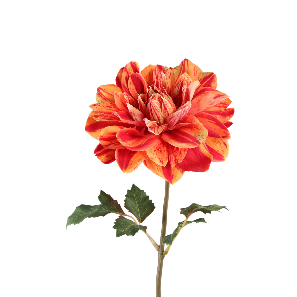 PTMD Dahlia bloem rood/gele dahlia spray met bladeren
