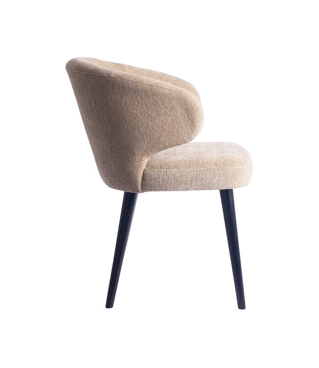 PTMD Fiori Cream 6051 eetkamerstoel met zwarte houten poten