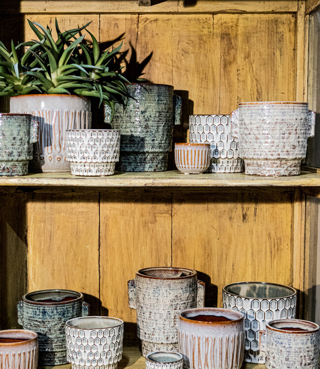 PTMD Emmily White geglazuurde keramische pot schalen rond S