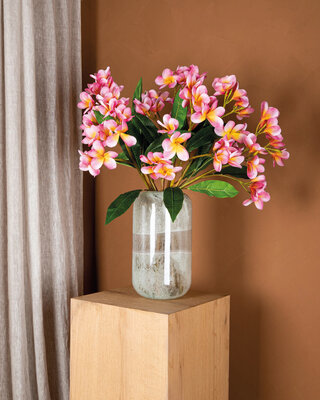 PTMD Tuinbloem roze met bladeren