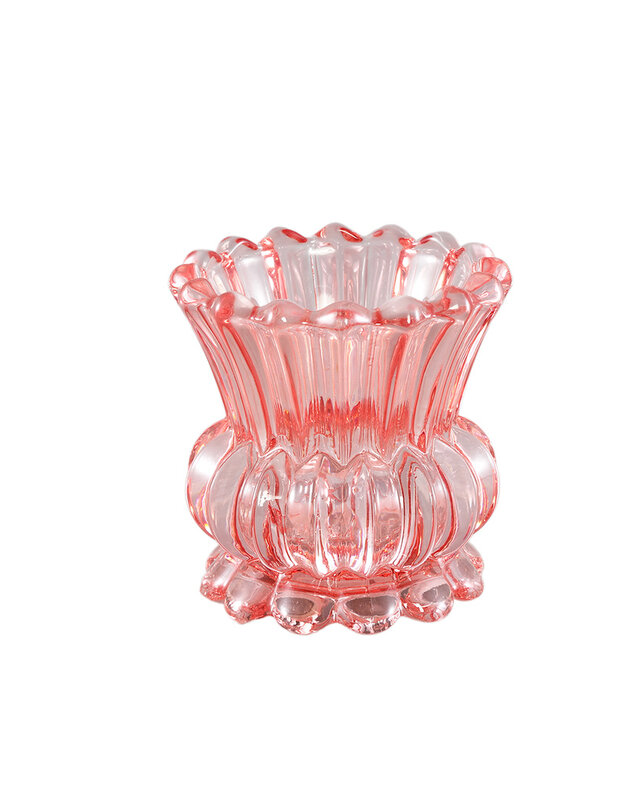 PTMD Asli Roze glazen antieke kaarsenhouder
