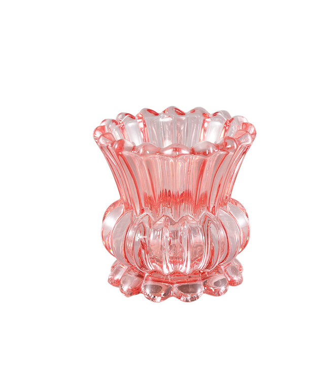 PTMD Asli Roze glazen antieke kaarsenhouder