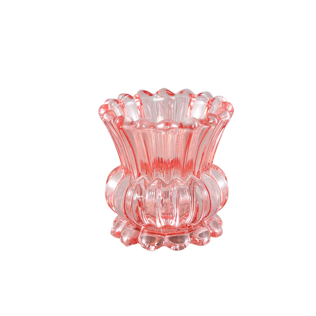 PTMD Asli Roze glazen antieke kaarsenhouder