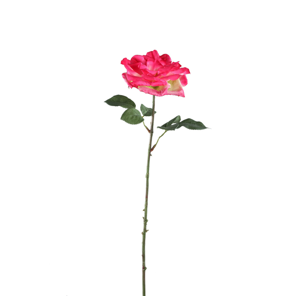 PTMD Rozenbloem helder roze rozenspray met bladeren.
