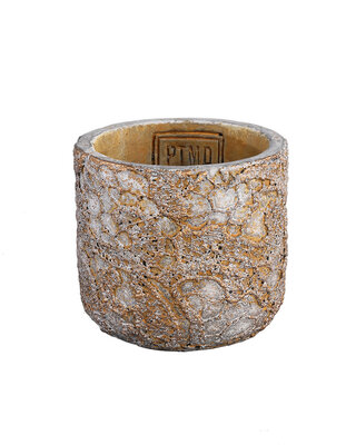PTMD Lacie Grey cement pot rond goud kantpatroon XS