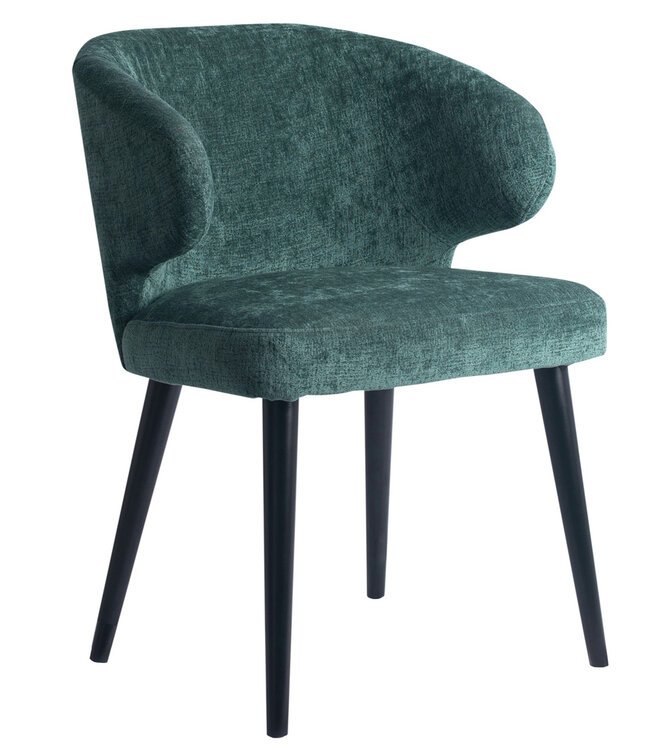 PTMD Fiori Petrol 502 eetkamerstoel met zwarte houten poten.