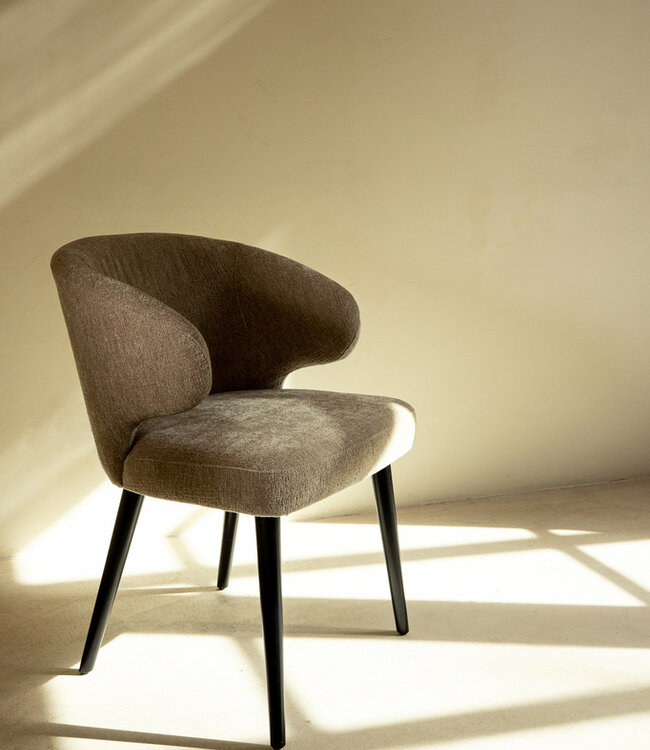 PTMD Fiori Petrol 502 eetkamerstoel met zwarte houten poten.