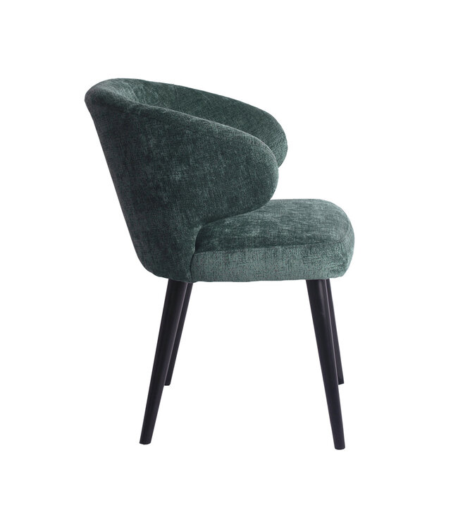 PTMD Fiori Petrol 502 eetkamerstoel met zwarte houten poten.